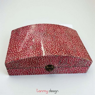 Curved lacquer box inlayed with eggshell 24*37 cm